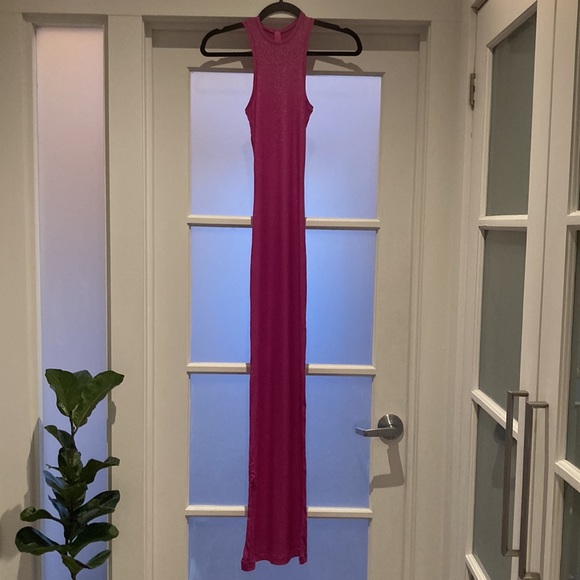 NWOT SKIMS pink shimmer maxi dress size XXS - Picture 7 of 10